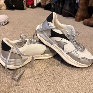 Silver and White Star Sneakers